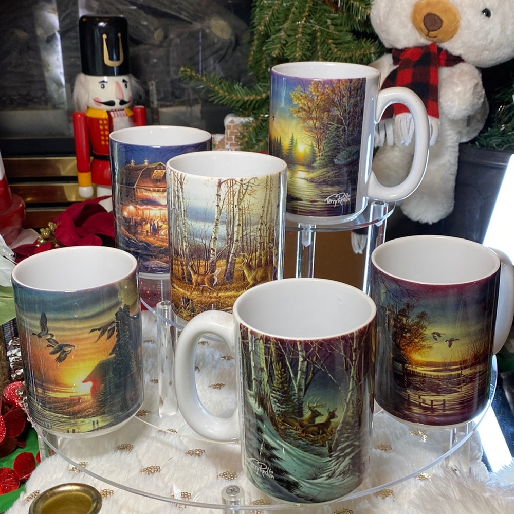 Terry Redlin Mug Set (6) The Hadley Collection, ALL FLAWLESS! 80s-90’s VINTAGE🎄